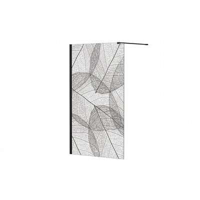 Кабіна walk in LEAFY 100x200 скло прозоре з візерунком, тримач чорний мат 120 см Кабіна walk in LEAFY 100x200 скло прозоре з візерунком, тримач чорний мат 120 см