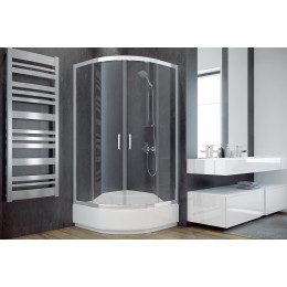Кабіна півкругла MODERN 90x90x165 універсальна: скло grigio/ профіль хромований
