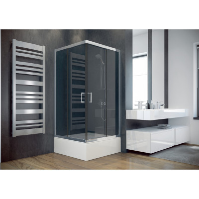 Кабіна квадратна MODERN 80x80x165: скло прозоре, профіль хромований Кабіна квадратна MODERN 80x80x165: скло прозоре, профіль хромований