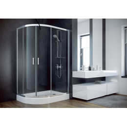 Кабіна асиметрична MODERN 120x90x185 універсальна: скло grigio, профіль хромований