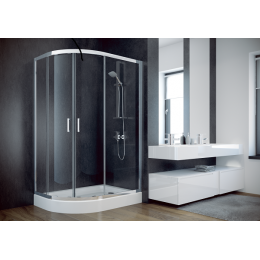 Кабіна асиметрична MODERN 120x90x185 універсальна: скло mrozone / профіль хромований