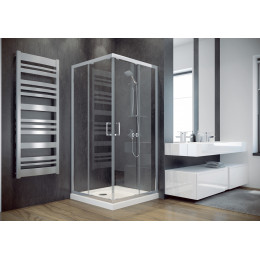Кабіна квадратна MODERN 90x90x185 універсальна: скло grigio / профіль хромований