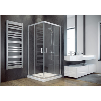 Кабіна квадратна MODERN 90x90x185 універсальна: скло grigio / профіль хромований от Besco в магазине St-Lviv