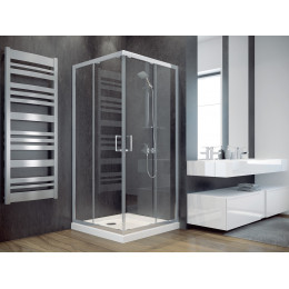 Кабіна квадратна MODERN 90x90x185 універсальна: скло прозоре, профіль хромований