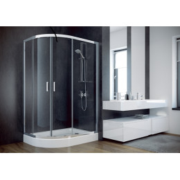 Кабіна асиметрична MODERN 100x80x185 універсальна: скло прозоре, профіль хромований
