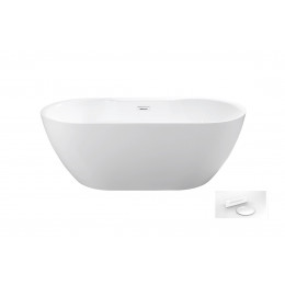 Ванна акрилова NAVIA ретро 160х80 з сифоном клік-клак та декоративною накладкою в білому кольорі