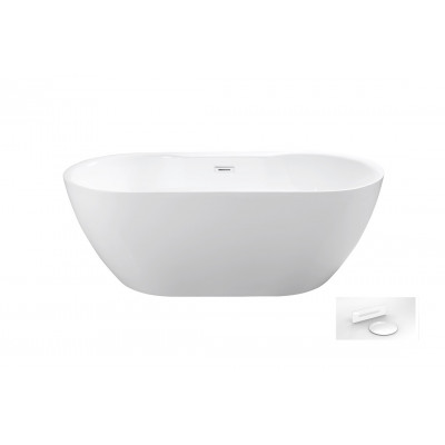 Ванна акрилова NAVIA ретро 160х80 з сифоном клік-клак та декоративною накладкою в білому кольорі