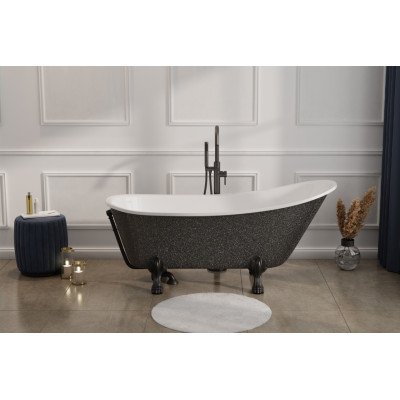 Ванна акрилова OLAYA GLAM ретро 160х68 графіт, з ногами чорними, з одним отвором, без сифона Ванна акрилова OLAYA GLAM ретро 160х68 графіт, з ногами чорними, з одним отвором, без сифона