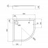 QT Душовий піддон ROBIN 308812C, напівкруглий, 80x80x12, акриловий + ніжки, діаметр зливу 90 мм + сифон з гідрозатвором хром