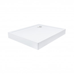 Душовий піддон Tern 301812C, 100x80x12 см, прямокутний, акриловий + ніжки, діаметр зливу 90 мм + сифон з гідрозатвором хром Qtap