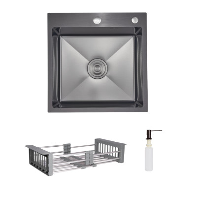 Комплект Lidz Handmade H5050HB Мийка для кухні інтегрована Decor Black PVD Honeycomb у комплекті з дозатором + Lidz K01G Корзина для кухонної мийки Комплект Lidz Handmade H5050HB Мийка для кухні інтегрована Decor Black PVD Honeycomb у комплекті з дозатором + Lidz K01G Корзина для кухонної мийки