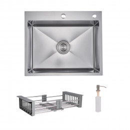 Комплект Lidz Handmade H6050H Мийка для кухні інтегрована Decor Honeycomb у комплекті з дозатором + Lidz K01G Корзина для кухонної мийки Комплект Lidz Handmade H6050H Мийка для кухні інтегрована Decor Honeycomb у комплекті з дозатором + Lidz K01G Корзина для кухонної мийки