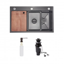 Комплект Lidz Handmade H7545B Мийка для кухні інтегрована Decor Black PVD Honeycomb LDH7545BDECPVD48373+Lidz (BLA) Подрібнювач для кухонного миття Комплект Lidz Handmade H7545B Мийка для кухні інтегрована Decor Black PVD Honeycomb LDH7545BDECPVD48373+Lidz (BLA) Подрібнювач для кухонного миття