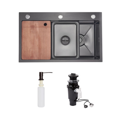 Комплект Lidz Handmade H7545B Мийка для кухні інтегрована Decor Black PVD Honeycomb LDH7545BDECPVD48373+Lidz (BLA) Подрібнювач для кухонного миття Комплект Lidz Handmade H7545B Мийка для кухні інтегрована Decor Black PVD Honeycomb LDH7545BDECPVD48373+Lidz (BLA) Подрібнювач для кухонного миття