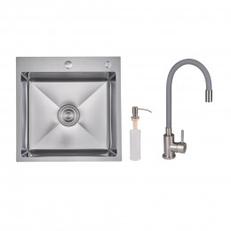 Акційний набір Lidz: мийка H5050H інтегрована Decor Honeycomb 2,5/0,5 мм LDH5050DEC48365 + Змішувач Aria для кухні з гнучким виливом (k35) Grey Акційний набір Lidz: мийка H5050H інтегрована Decor Honeycomb 2,5/0,5 мм LDH5050DEC48365 + Змішувач Aria для кухні з гнучким виливом (k35) Grey
