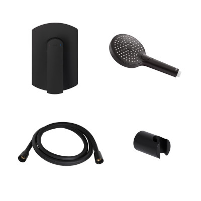 Акційний набір Qtap: Змішувач для душу Slavonice QTSLA267BLM45903+Лійка Rucni QTRUCA120O3KBB+Шланг Hadice QTHADPVCSQ160B+Тримач QT829910842854OB