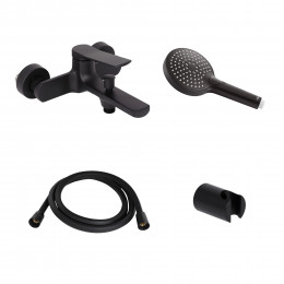 Акційний набір Qtap: Змішувач для душу Slavonice QTSLA259BLM45918+Лійка Rucni QTRUCA120O3KBB+Шланг Hadice QTHADPVCSQ160B+Тримач QT829910842854OB