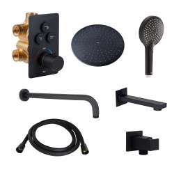 Акційний набір Qtap: Змішувач для душу Votice QTVOT6443T105NKB+Лійка QTHLAVA228O1ZBB+Лійка QTRUCA120O3KBB+Шланг+Підключення+Кронштейн+Вилив