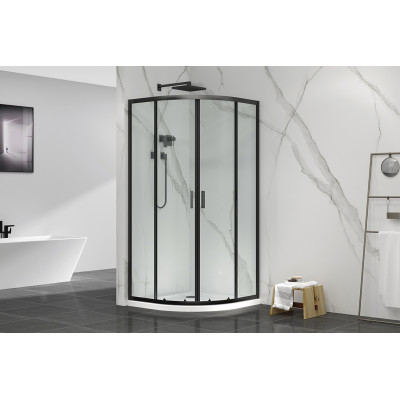 Кабіна душова півкругла 3190 90х90х190 без піддона скло прозоре 6мм, профіль алюмінієвий чорний придбати за кращою ціною від SANTEH в магазині St-Lviv Кабіна душова півкругла 3190 90х90х190 без піддона скло прозоре 6мм, профіль алюмінієвий чорний придбати за кращою ціною від SANTEH в магазині St-Lviv