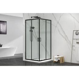 Кабіна душова квадратна 2290BP 90х90х190 без піддона скло прозоре 6 мм, профіль алюмінієвий чорний
