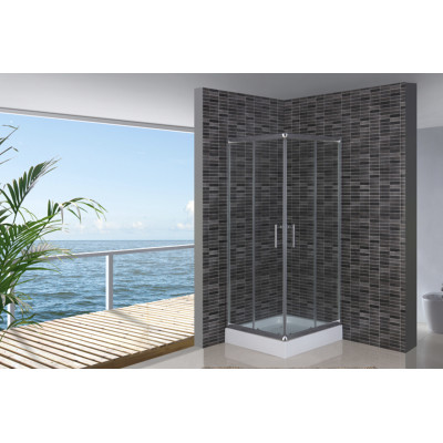 Кабіна душова квадратна 9914G-ECO з піддоном 15см 90х90х195 скло сіре, профіль хром придбати за кращою ціною від SANTEH в магазині St-Lviv