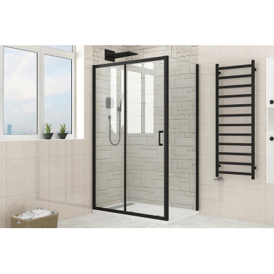 Кабіна душова прямокутна 38812 120х80х190 без піддона скло прозоре 6мм, профіль алюмінієвий чорний придбати за кращою ціною від SANTEH в магазині St-Lviv