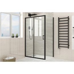 Кабіна душова прямокутна 38912 120х90х190 без піддона скло прозоре 6мм, профіль алюмінієвий чорний