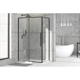 Кабіна душова прямокутна SGL-2103B 120х90х195 без піддона скло прозоре 6мм, профіль алюмінієвий чорний мат