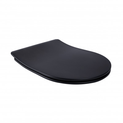 Сидіння для унітаза (Robin, Scorpio) 450x365x52 мм, Matt Black, з мікроліфтом, Slim Duroplast, Quick Release QT99U184UF450MB Qtap