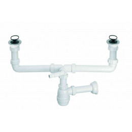 Сифон для кухонної мийки подвійний 2х6/4х50 мм CDBAWW-P Сифон для кухонної мийки подвійний 2х6/4х50 мм CDBAWW-P