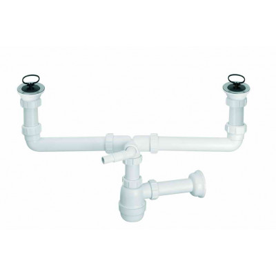 Сифон для кухонної мийки подвійний 2х6/4х50 мм CDBAWW-P Сифон для кухонної мийки подвійний 2х6/4х50 мм CDBAWW-P