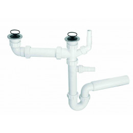 Сифон для кухонної мийки подвійний з підключенням до пральної машини HC7+DO2-W Сифон для кухонної мийки подвійний з підключенням до пральної машини HC7+DO2-W