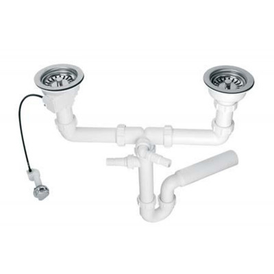 Сифон для кухонної мийки подвійний з підключенням до пральної машини HC7HC12-POL5 Сифон для кухонної мийки подвійний з підключенням до пральної машини HC7HC12-POL5