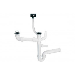 Сифон для кухонної мийки подвійний з підключенням до пральної машини з переливом HC7+DO2-U