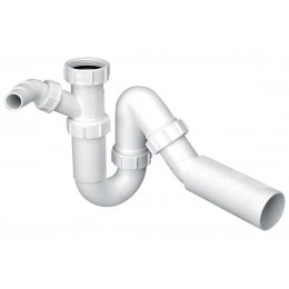 Сифон для кухонної мийки трубчастий 1.1/2″х50 мм з підключенням до пральної або посудомийної машини, без зливу HC8