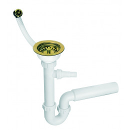 Сифон для кухонної мийки HC7 + злив FSW50P-PVD золотий Сифон для кухонної мийки HC7 + злив FSW50P-PVD золотий