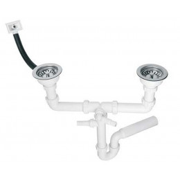 Сифон пластиковий для двох мийок, трубний HC7HC12R-POL1 Сифон пластиковий для двох мийок, трубний HC7HC12R-POL1