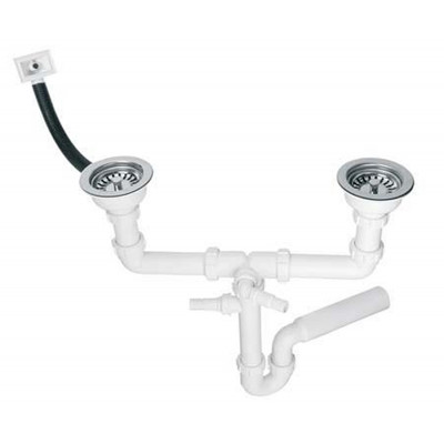 Сифон пластиковий для двох мийок, трубний HC7HC12R-POL1