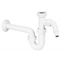 Сифон для умивальника HC4PF-32WM трубний без зливу 1 1/4″x32мм з підключенням до пральної або посудомийної машини, білий