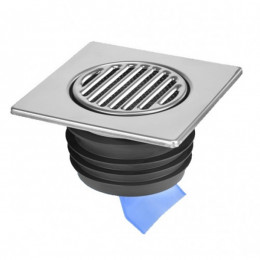 Решітка з нержавіючої сталі для підлоги 150x150 із силіконовою мембраною, d110, MRFGC3SSV-110