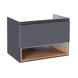 Qtap Robin тумба підвісна 1 ящик висувний, 1 полиця з доводчиком 800х580х500 GRAPHITE/WHITISH OAK