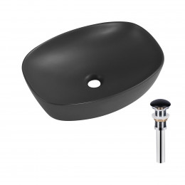 Раковина накладна Robin 500х380х140 мм, Anthracite, прямокутна, з донним клапаном QT04116302AN Qtap