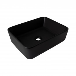 Раковина накладна Tern 480х370х135 мм, Matt Black, прямокутна, без донного клапана QT176069MB Qtap