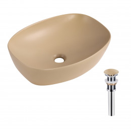 Раковина накладна Robin 500х380х140 мм, Beige, прямокутна, з донним клапаном QT04116302SB Qtap