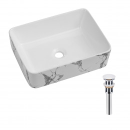 Раковина накладна Tern 480x370x135 мм, Marble, прямокутна, з донним клапаном QT17116069MR Qtap