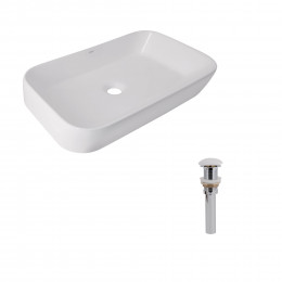 Комплект Qtap Scorpio: Раковина накладна 550x390x120 мм, White, прямокутна + Донний клапан Pop-up PU02