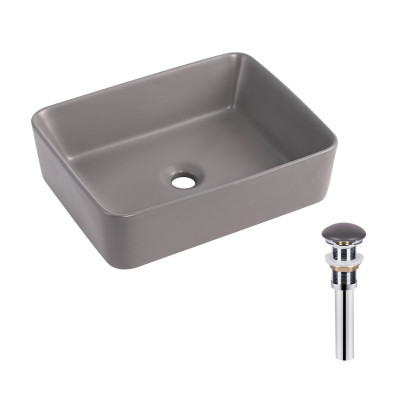 Раковина накладна Tern 480x370x135 мм, Stone grey, прямокутна, з донним клапаном QT17116069SG Qtap Раковина накладна Tern 480x370x135 мм, Stone grey, прямокутна, з донним клапаном QT17116069SG Qtap