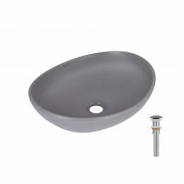 Раковина накладна Dove 415x340x140 мм, Stone grey, овальна, з донним клапаном QTDOV188SG49783 Qtap