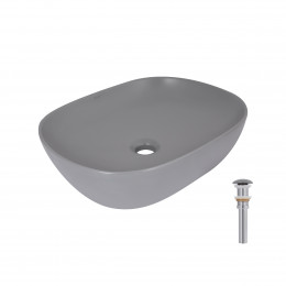 Раковина накладна Aquarius 470x380x120 мм, Stone grey, прямокутна, з донним клапаном QTAQA188SG49780 Qtap