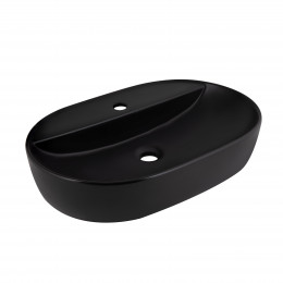 Раковина накладна Scorpio 600х400х120 мм, Matt Black, овальна, без донного клапана QT142203MBMBN Qtap
